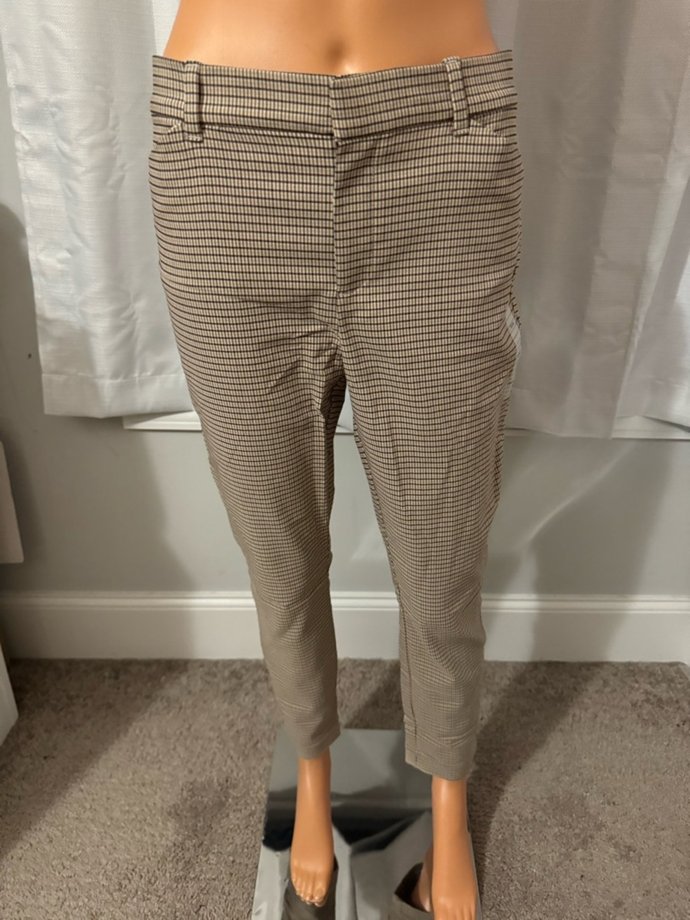 Great Gap size 10 brown tan plaid skinny ankle pants pockets stretch new
